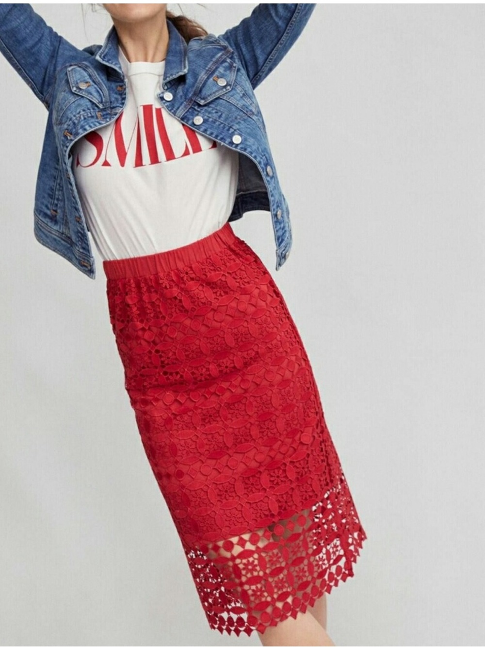 Anthropologie Lili’s Closet Maya Cut-Out Skirt Midi Red Size Small